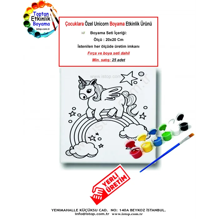 Tuval Boyama Seti – Çocuklara Özel Unicorn Etkinlik Ürünü