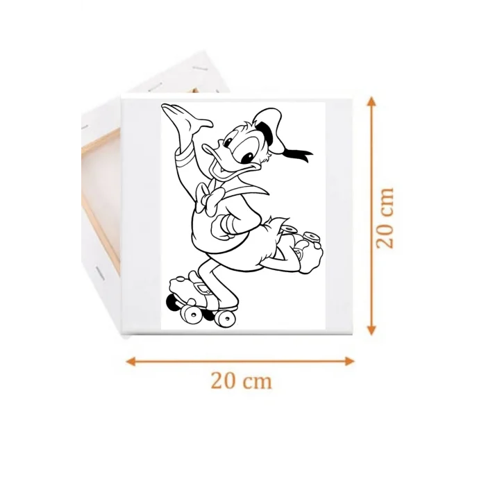 Tuval Boyama Seti – Dannald Duck Temalı 20x20 Tuval (6’lı Boya + Fırça Dahil)