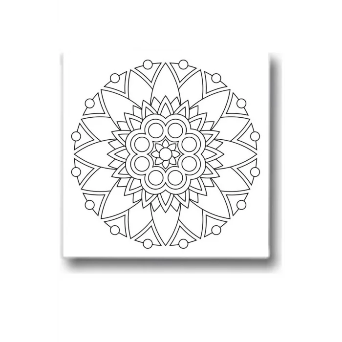 Mandala Tuval Boyama Seti – Desenli Mandala Temalı 20x20 Tuval (6’lı Boya + Fırça Dahil)