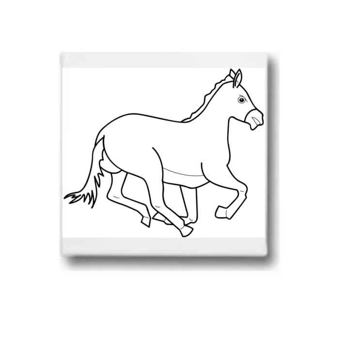 Tuval Boyama Seti – Koşan At Desenli 20x20 Tuval (6’lı Boya + Fırça Dahil)