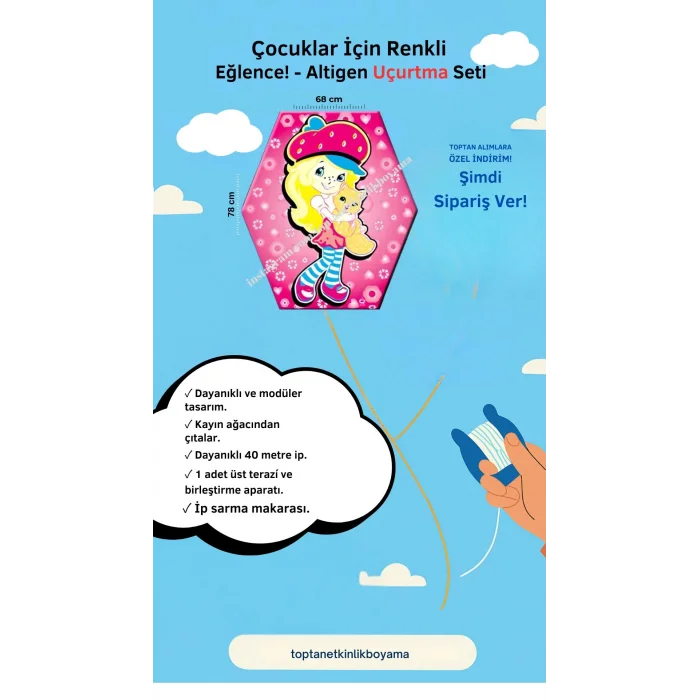 Uçurtma Atölyesi 50 Adet - Gökkuşağı Desenli Uçurtma Seti