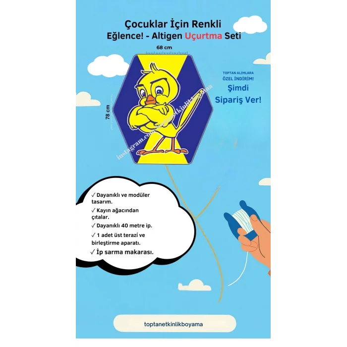 Uçurtma Atölyesi 50 Adet - Gökkuşağı Desenli Uçurtma Seti