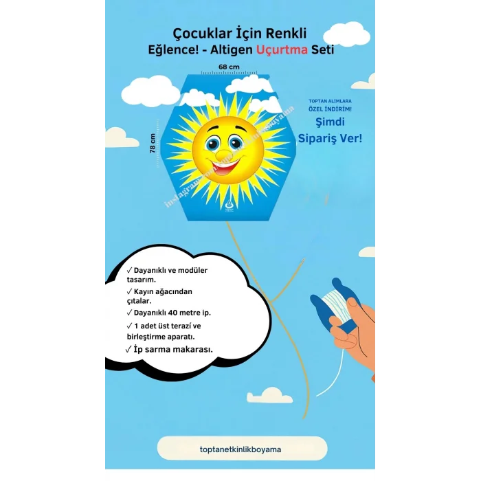 Uçurtma Atölyesi 50 Adet - Gökkuşağı Desenli Uçurtma Seti