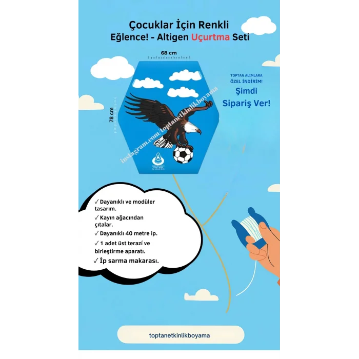 Uçurtma Atölyesi 50 Adet - Gökkuşağı Desenli Uçurtma Seti