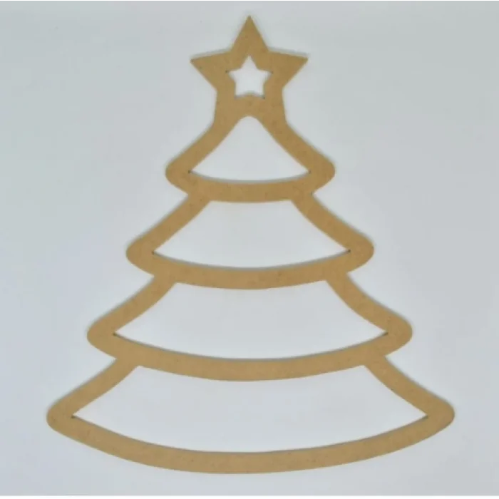 Yılbaşı Ağacı Şeklinde MDF Kasnak Dekoratif Ürün - 4 mm