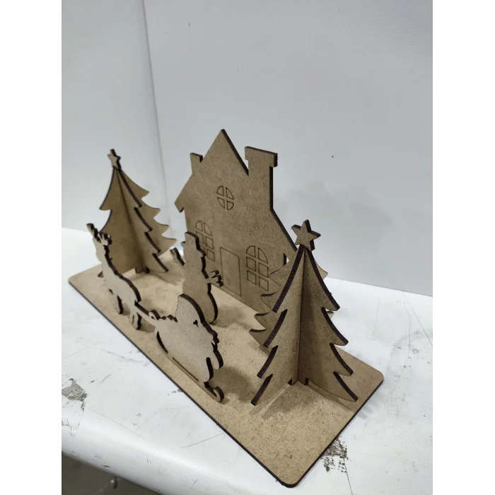 Yılbaşı Evi 2D – MDF Boyama ve Süsleme Seti | Çocuk Etkinlikleri ve Kış Atölyeleri İçin Toptan