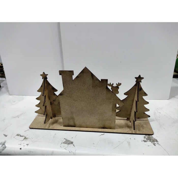 Yılbaşı Evi 2D – MDF Boyama ve Süsleme Seti | Çocuk Etkinlikleri ve Kış Atölyeleri İçin Toptan