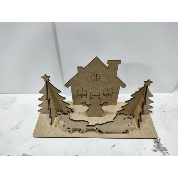 Yılbaşı Evi 2D – MDF Boyama ve Süsleme Seti | Çocuk Etkinlikleri ve Kış Atölyeleri İçin Toptan