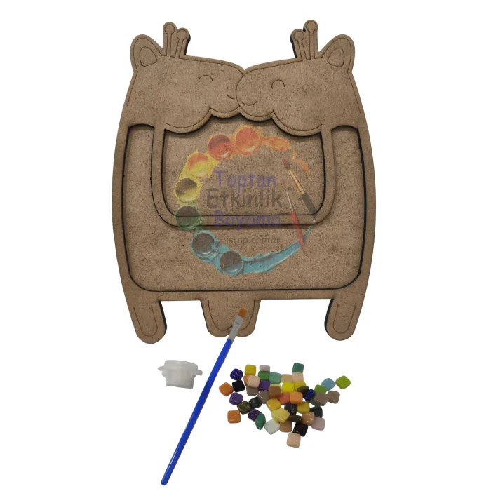 Zürafa Mozaik Yapma Seti Çerçeve | MDF Mozaik Baz | Mozaik Taş Etkinlik Ürünü