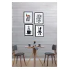 4 Parça Mutfak Ev Dekarasyon Çerçeve Görünümlü Ahşap Arkası Yapışkanlı Mdf Tablo Çoklu Set