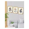 3 Parça Çiçek Ev Dekorasyon Pleksi Çerçeveli Aynalı Parlak Dekor Mdf Çoklu Tablo Set