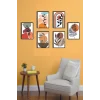 6 Parça Bohem Yapraklar Duvar Dekoru - Salon Oturma Yatak Odası Mutfak Ofis Antre Için Tablo Seti