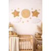 Ahşap Yıldız Ay Bulut Duvar Süsü Seti | Çocuk Odası Dekoratif MDF Duvar Süsü 13 Parça