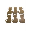 6 Adet Sevimli Kedi Ahşap Boyama Ürünü | Çocuklar İçin MDF | Eğitici Etkinlik 13.5 CM