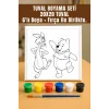 Pooh ve Rapid Temalı Tuval Seti | Atölye Etkinlik 20x20 Tuval (6’lı Boya + Fırça Dahil)