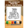 Traktör Tuval Seti | Atölye Etkinlik 20x20 Tuval (6’lı Boya + Fırça Dahil)