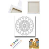 Mandala Tuval Boyama Seti – Desenli Mandala Temalı 20x20 Tuval (6’lı Boya + Fırça Dahil)