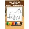 Tuval Boyama Seti – Koşan At Desenli 20x20 Tuval (6’lı Boya + Fırça Dahil)