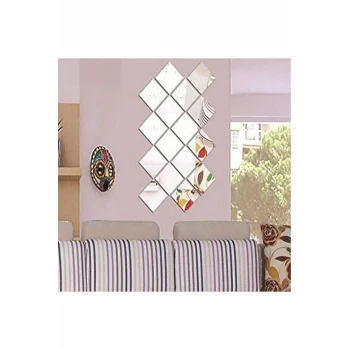 Dekoratif Kare Pleksi Ayna Gümüş 10 Parça Gümüş Pleksi