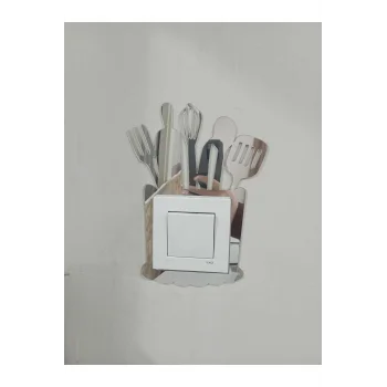 Dekoratif Mutfak Priz Kenarı Süsü Gümüş Renk Aynalı Pleksi