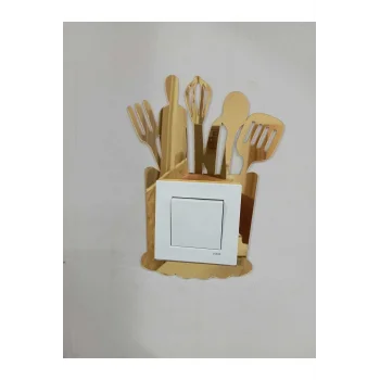 Dekoratif Mutfak Priz Kenarı Süsü Gold Renk Aynalı Pleksi