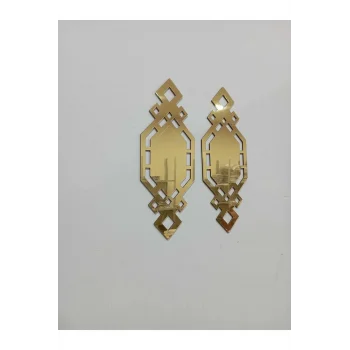 Gold Aynalı Pleksi 2 Parçalı Duvar Tablosu