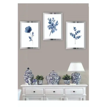 3 Parça Çiçek Ev Dekorasyon Pleksi Çerçeveli Aynalı Parlak Dekor Mdf Çoklu Tablo Set