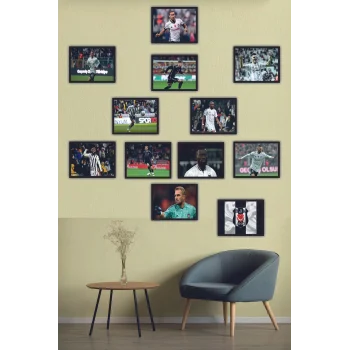 12li Set Çerçeve Görünümlü 11i Beşiktaş Logo Mdf Tablo