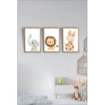Çocuk Odası Safari Dekoratif Retro Mdf Tablo ( Çerçeve Görünümlü )