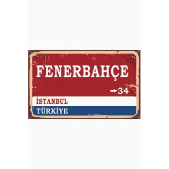 Fenerbahçe Yön Tabelası Retro Vintage Ahşap