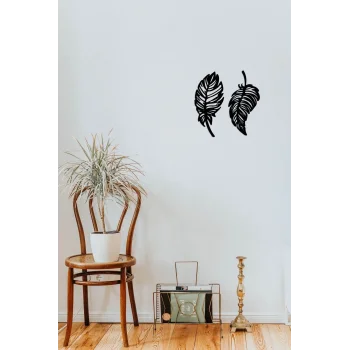 Ahşap Dekoratif Ikili Yaprak Seti Lazer Kesim Ahşap Duvar Dekorasyon