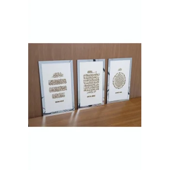 3lü Dua Seti (bereket,ayetel Kürsi, Nazar Duaları) Beyaz/gümüş