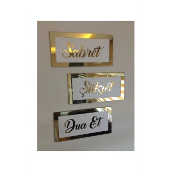Sabret Şükret Dua Et 3lü Set Beyaz Gold