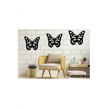Dekoratif Kelebek Duvar Rafı 3lü Set