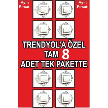 Priz Anahtar Çerçevesi 8 Adet Gümüş