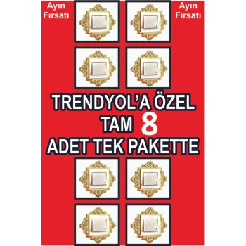 Priz Anahtar Çerçevesi 8 Adet Gold