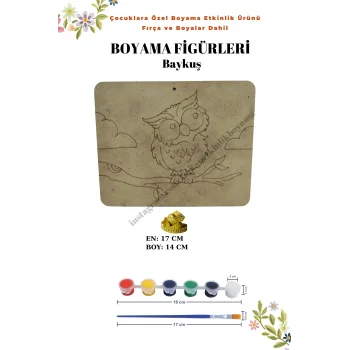 Baykuş Ahşap Boyama Figürü – Fırça ve Boya Dahil / Figür Seçenekli