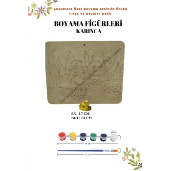 Karınca Ahşap Boyama Figürü – Fırça ve Boya Dahil / Figür Seçenekli