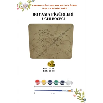 Uğur Böceği Ahşap Boyama Figürü – Fırça ve Boya Dahil / Figür Seçenekli
