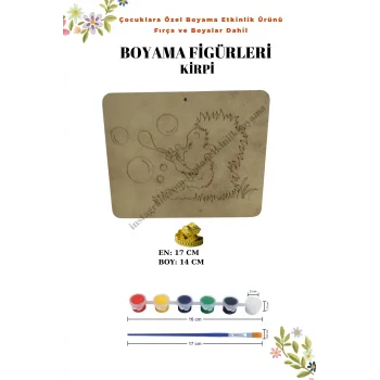 Kirpi Ahşap Boyama Figürü – Fırça ve Boya Dahil / Figür Seçenekli