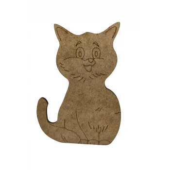 Sevimli Kedi Ahşap Boyama Ürünü | Çocuklar İçin MDF | Eğitici Etkinlik 13.5 CM