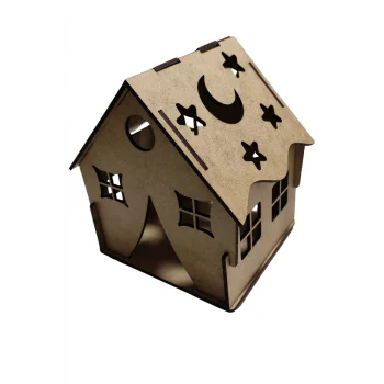 Büyük Ev Gece Lambası LED’li Boyama Seti | Çocuklar İçin Ahşap Boyama Etkinlik Ürünü | MDF Dekoratif Lamba