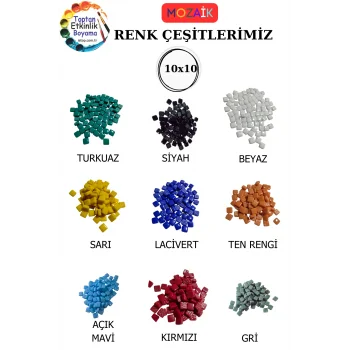 1 Kg Her Renk Mozaik Taş – 10X10 mm | Mozaik Atölye Seti | Cam Mozaik