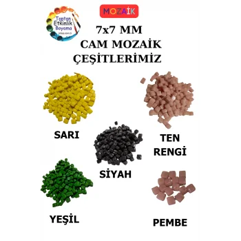 100 Gram Renkli Mozaik Seti – 7x7 mm Cam Mozaik| Çocuk Etkinlik ve Sanat Projeleri İçin