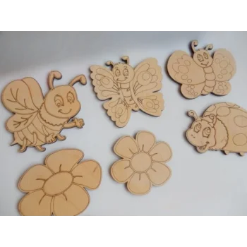 Ahşap Boyama Kelebek Çiçek