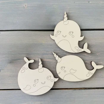 Ahşap Boyama Sevimli Balina