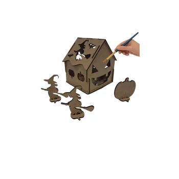 Cadılar Bayramı Halloween Ev – MDF Boyama ve Süsleme Seti | Etkinlik ve Sanat Çalışmalarına Uygun