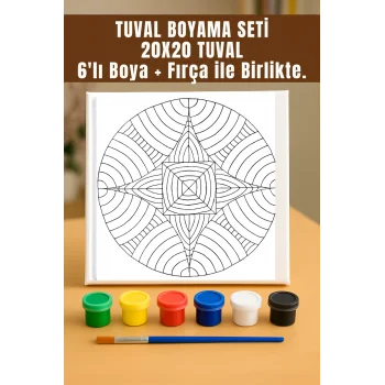 Daire Mandala Temalı | Tuval Seti – Atölye Etkinlik 20x20 Tuval (6’lı Boya + Fırça Dahil)
