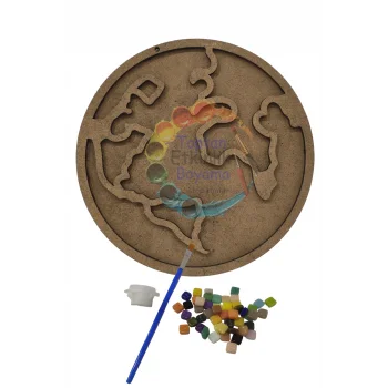 Dünya Mozaik Yapma Seti | MDF Mozaik Baz | Mozaik Taş Etkinlik Ürünü