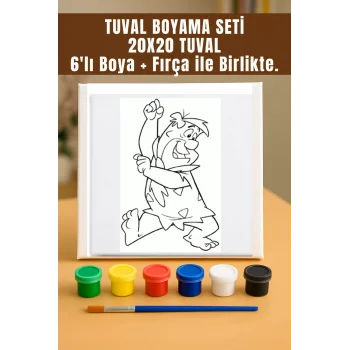 Fred Çakmaktaş 2 | Taş Devri | Tuval Seti – Atölye Etkinlik 20x20 Tuval (6’lı Boya + Fırça Dahil)